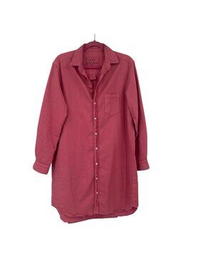 Frank & Eileen Womens Size M Pink Mary Denim Shirt Dress Cotton Italian Fabric